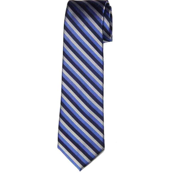 NWOT Jos A Bank Repp Stripe Tie Silk Blue Black Gray Men's - Picture 1 of 1